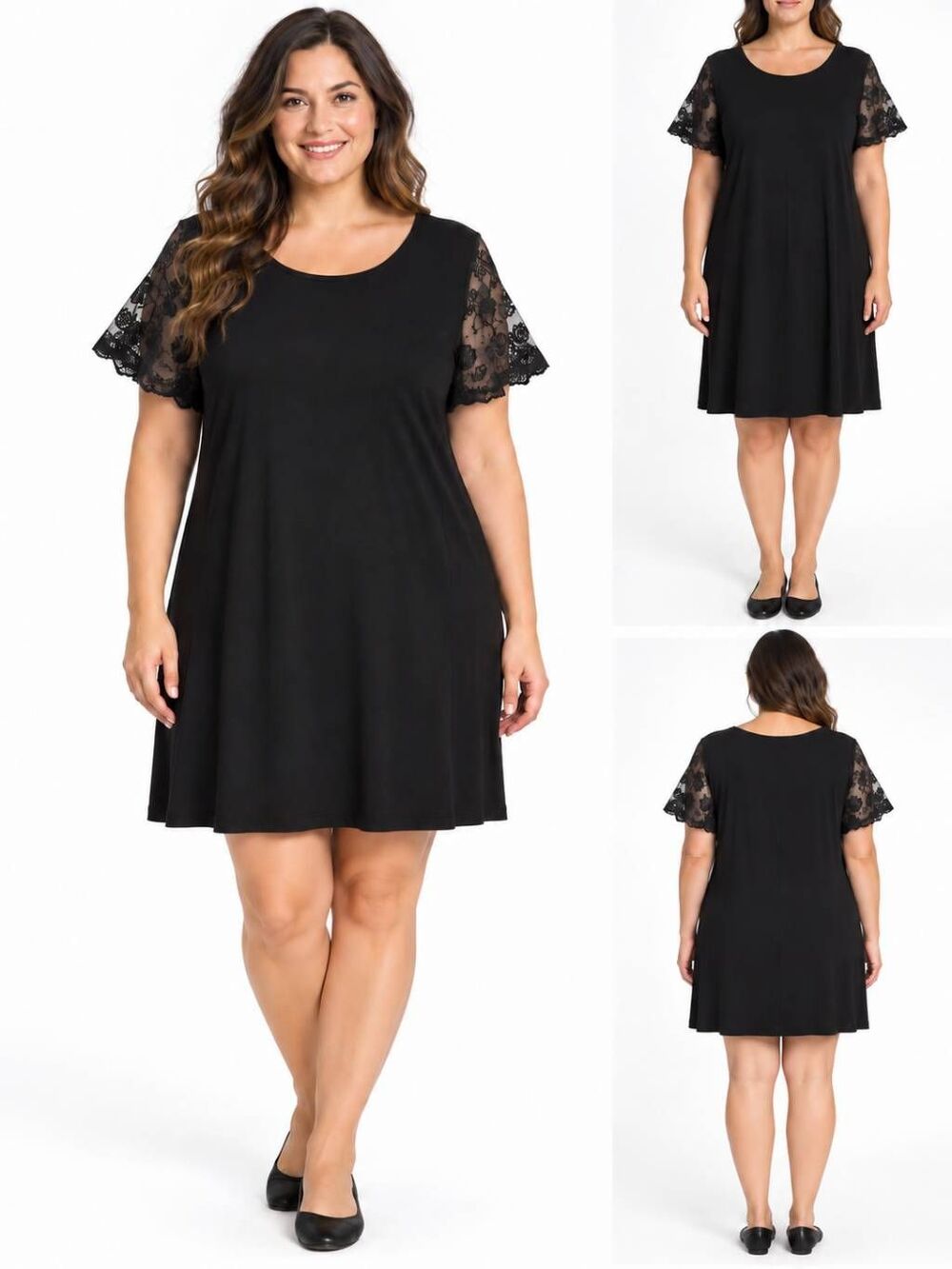 EXCLUSIVE Black Lace Sleeve A-Line Dress XL (NWT)